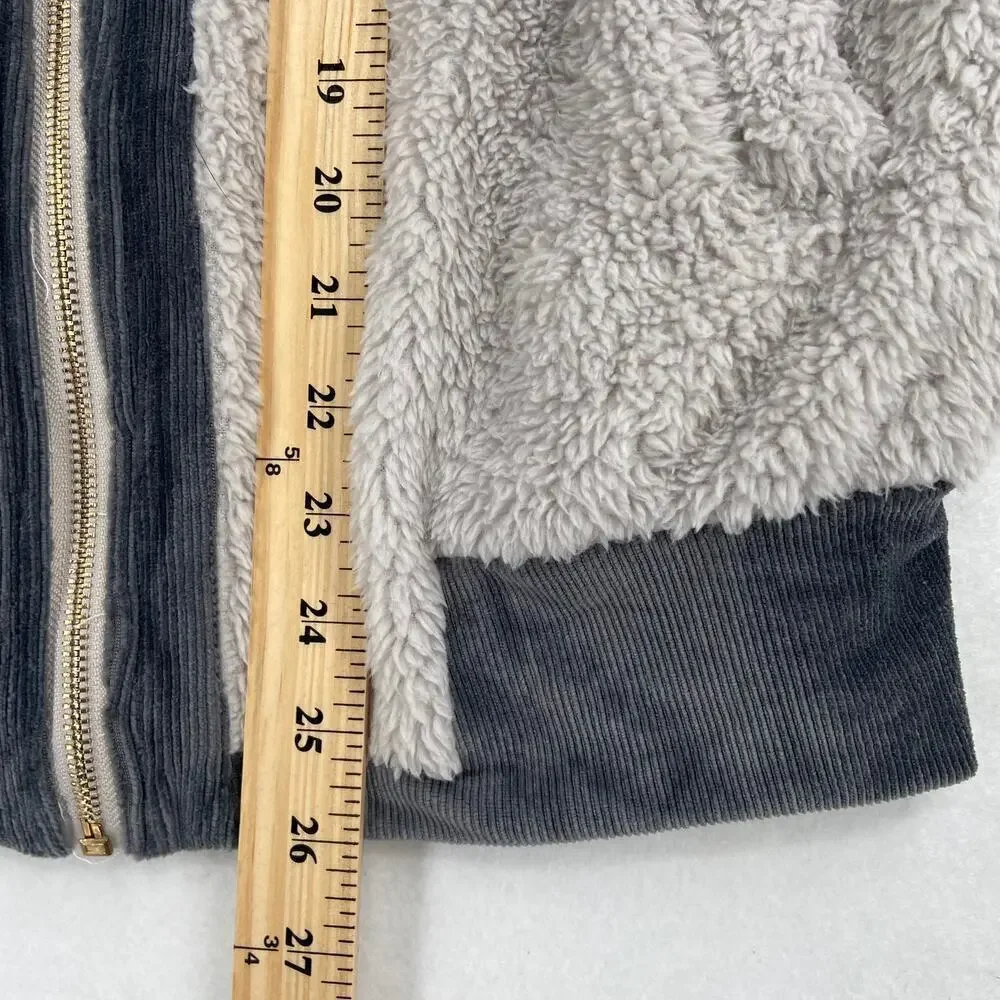 Umgee Teddy Vest Size S Gray Plush Fleece Fully Lined Ribbed Trim Gray Full Zip